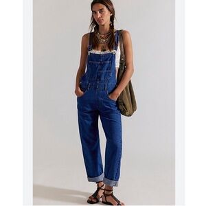 We the Free Dark Blue Denim Jean Overalls M
